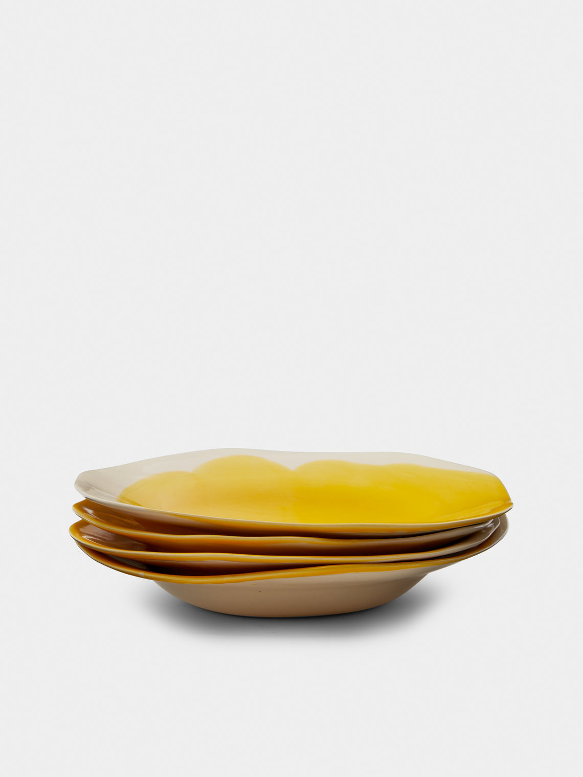 Pottery & Poetry - Hand-Glazed Porcelain Pasta Bowls (Set of 4) - Yellow - ABASK