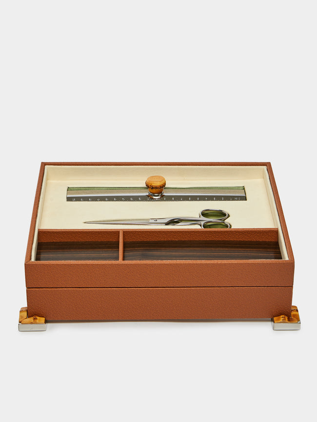Lorenzi Milano - Bamboo and Leather Desk Set - Brown - ABASK - 