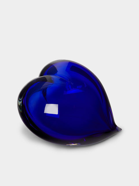 Giberto - Heart Hand-Blown Murano Glass Paperweight - Blue - ABASK - 