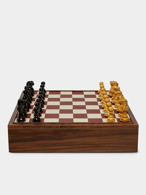 Linley - Mayfair Wood and Leather Tabletop Chess Set - Brown - ABASK - 