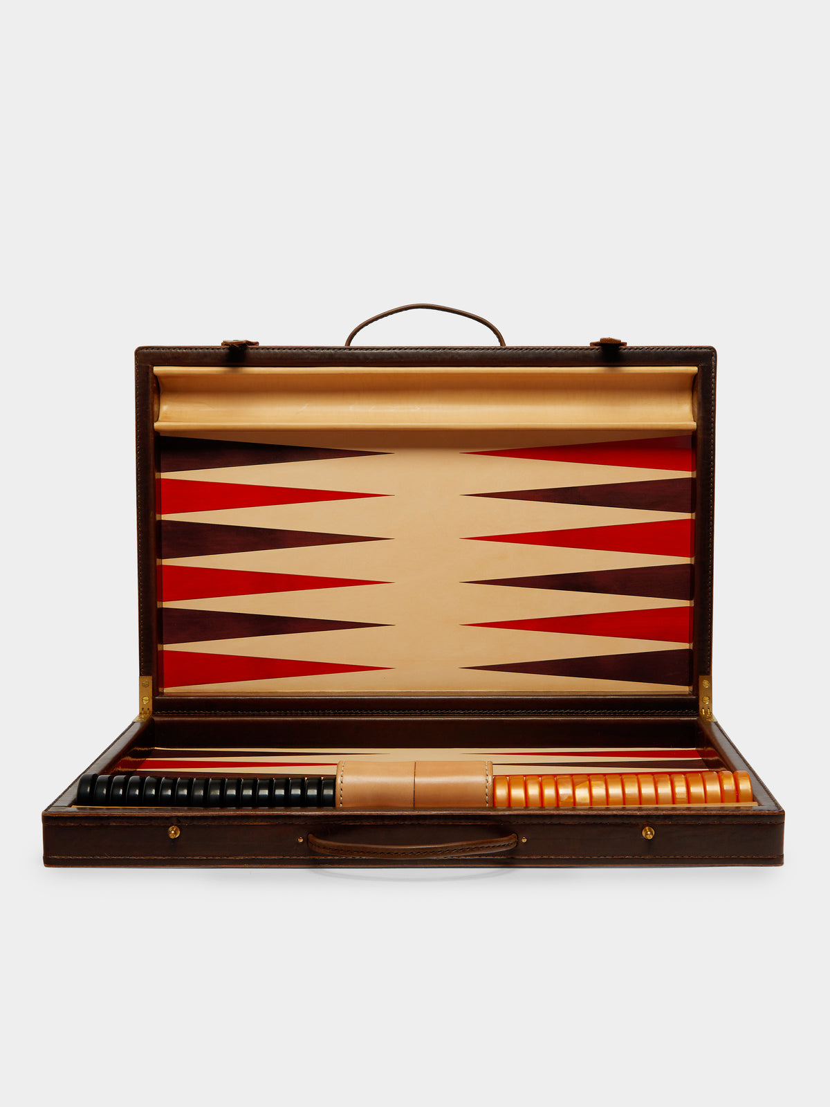 Wood Leather Backgammon Set