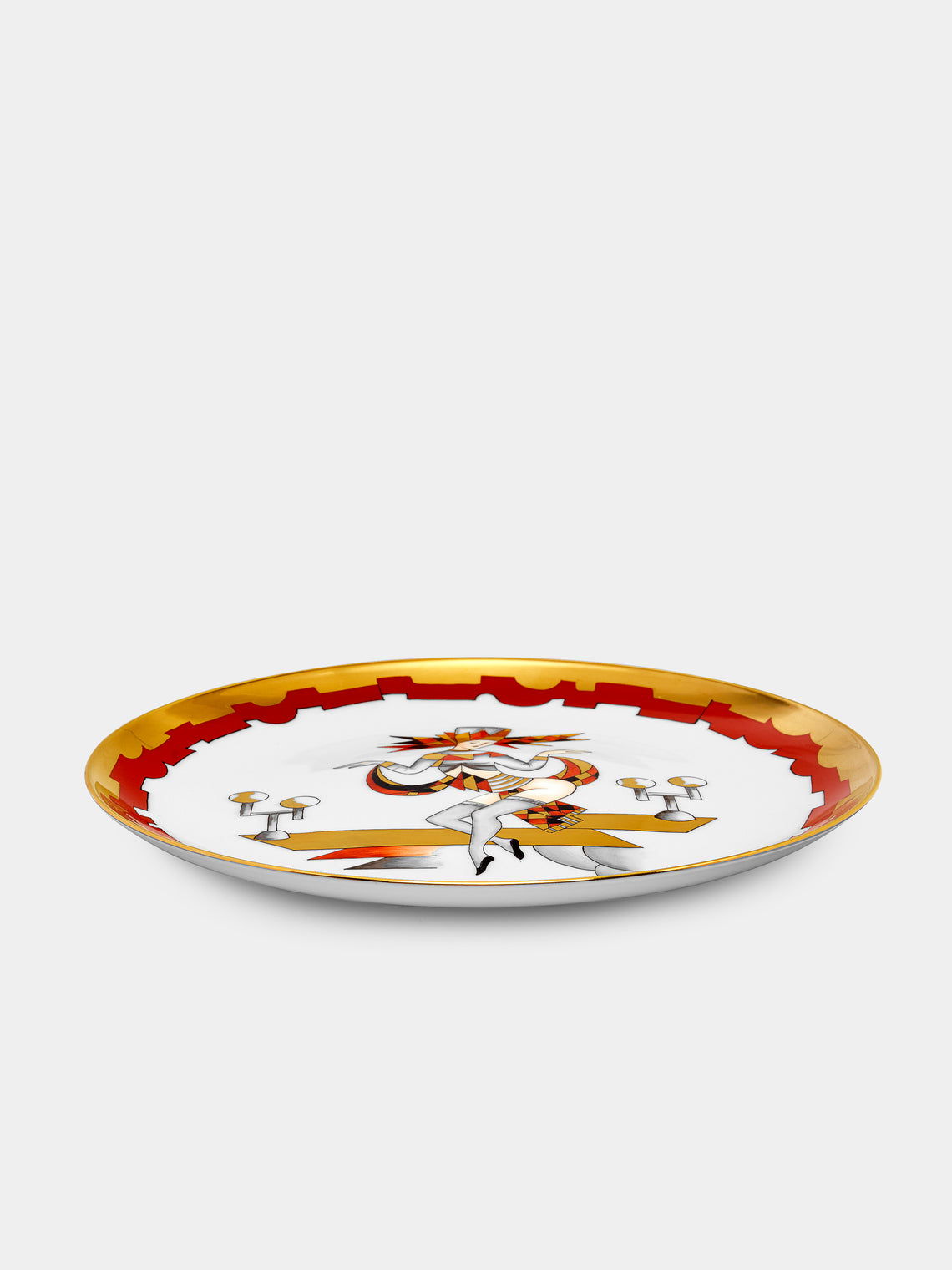 Augarten - Hand-Painted Porcelain Art Déco Dancer Plate - Red - ABASK