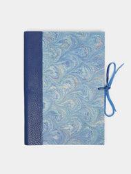 Giannini Firenze - Hand Marbled Leather Bound Notebook - Blue - ABASK - 