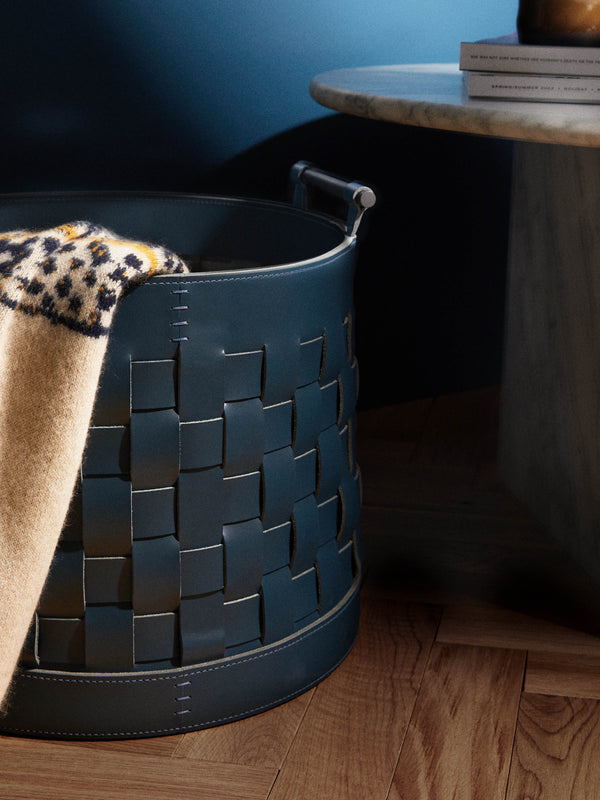 Rabitti 1969 - Ravenna Woven Leather Round Basket -  - ABASK