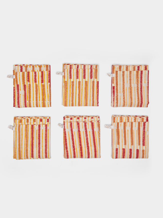 Gregory Parkinson - Rhubarb Cinnamon Stripe Napkin (Set of 6) - Multiple - ABASK