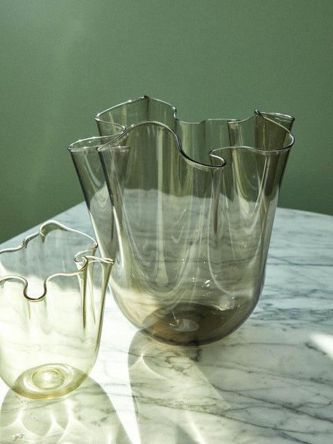 Venini - Fazzoletto Medium Murano Glass Vase - Brown - ABASK