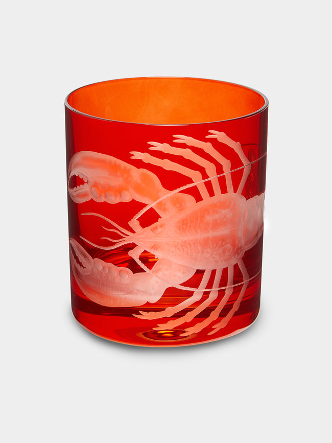 Artel - Lobster Hand-Engraved Crystal Double Old Fashioned Glass - Orange - ABASK - 