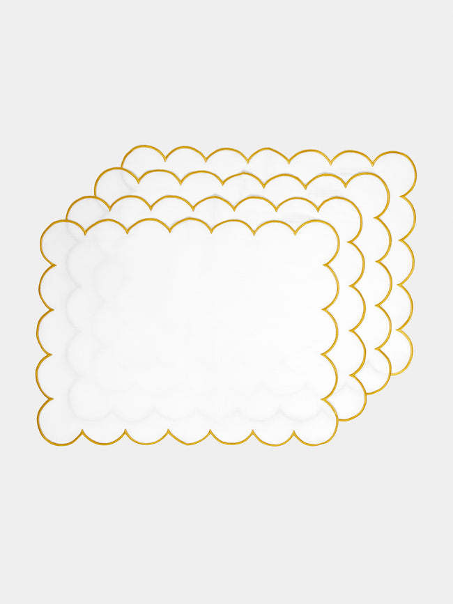 Angela Wickstead - Diletta Scalloped Linen Placemat (Set of 4) - White - ABASK