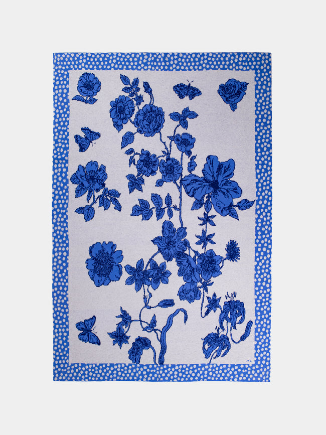 Saved NY - Je Suis Ta Fleur Bleu Cashmere Blanket - Blue - ABASK