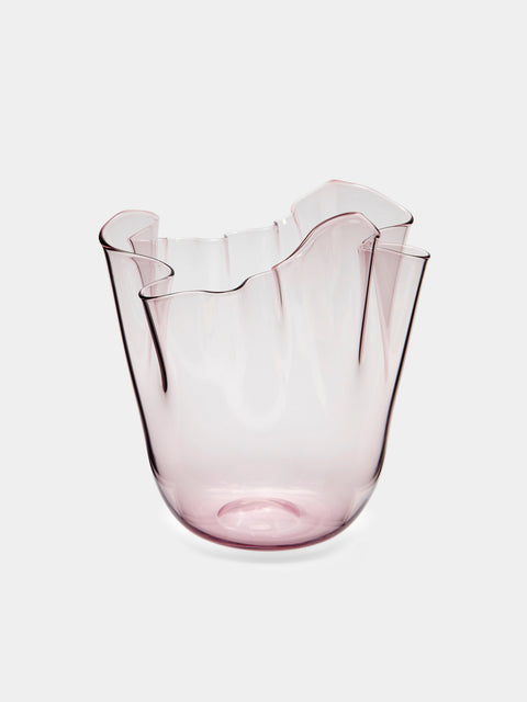 Venini - Fazzoletto Hand-Blown Murano Glass Medium Vase - Pink - ABASK - 