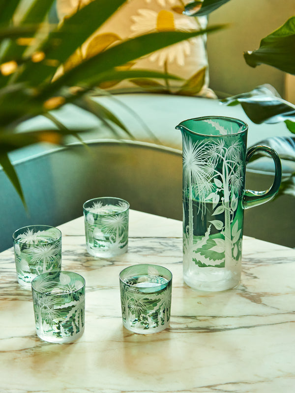 Artel - Primeval Palms Hand-Engraved Crystal Pitcher -  - ABASK