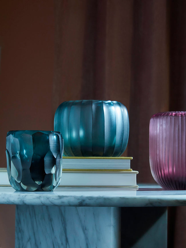 Micheluzzi Glass - Rullo Oceano Murano Glass Vase - Blue - ABASK