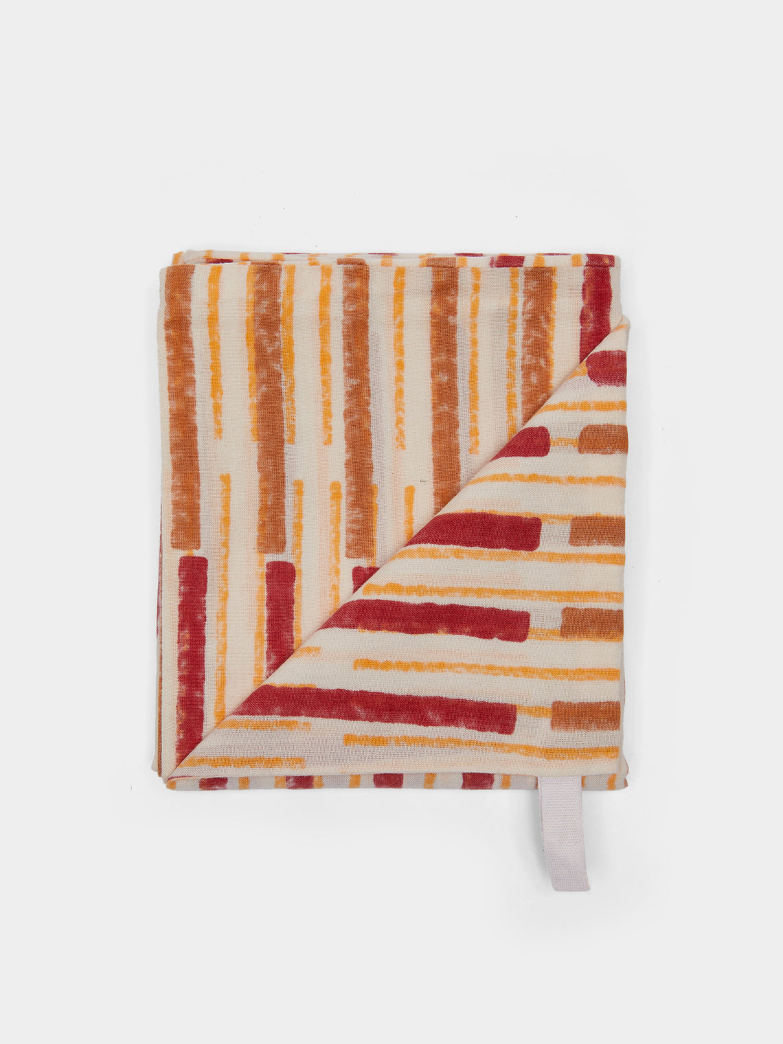Gregory Parkinson - Rhubarb Cinnamon Stripe Block-Printed Cotton Napkins (Set of 6) -  - ABASK - 