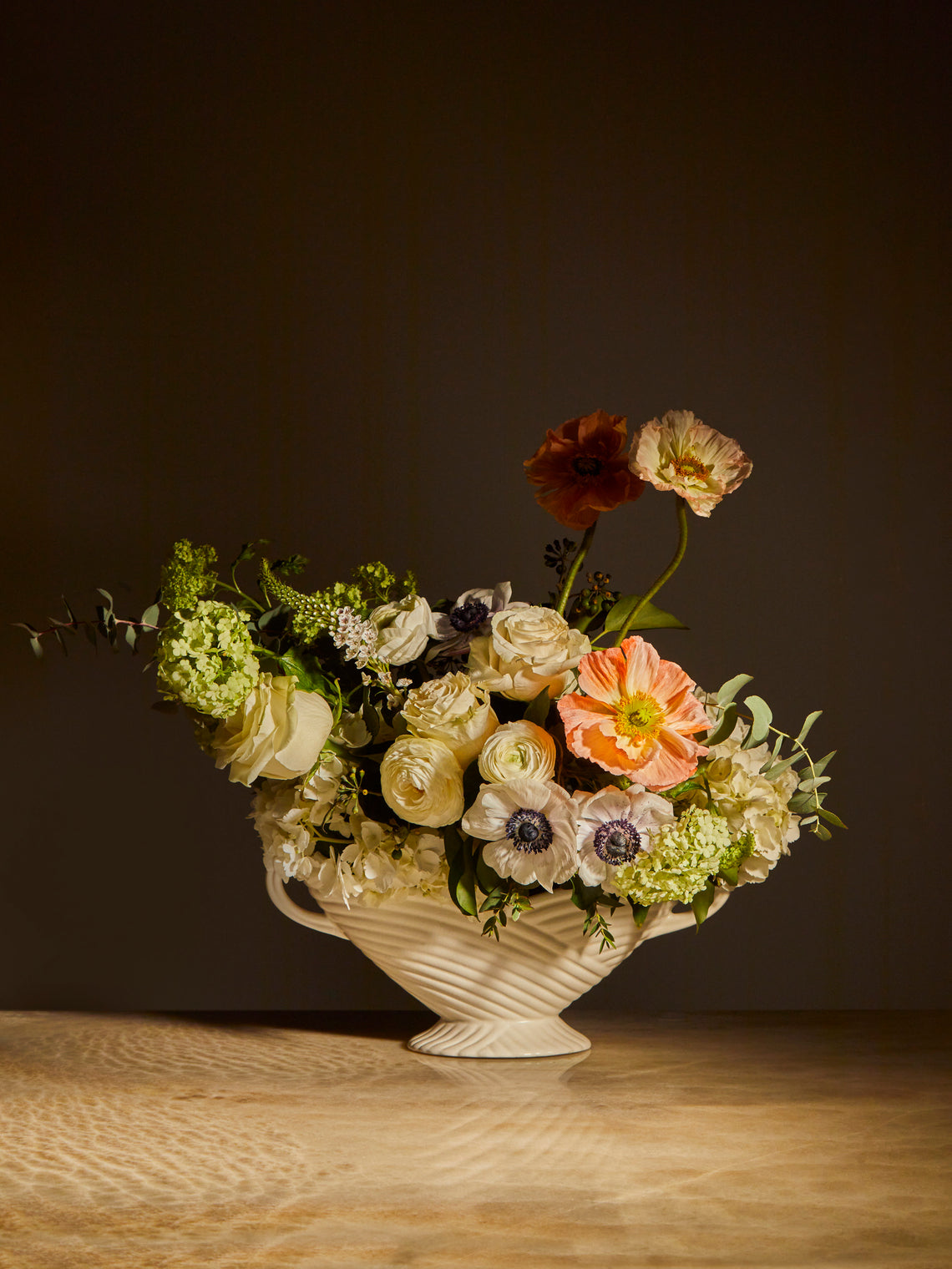 Antique and Vintage - 1930-1940 Ribbed Vase with Handles - White - ABASK