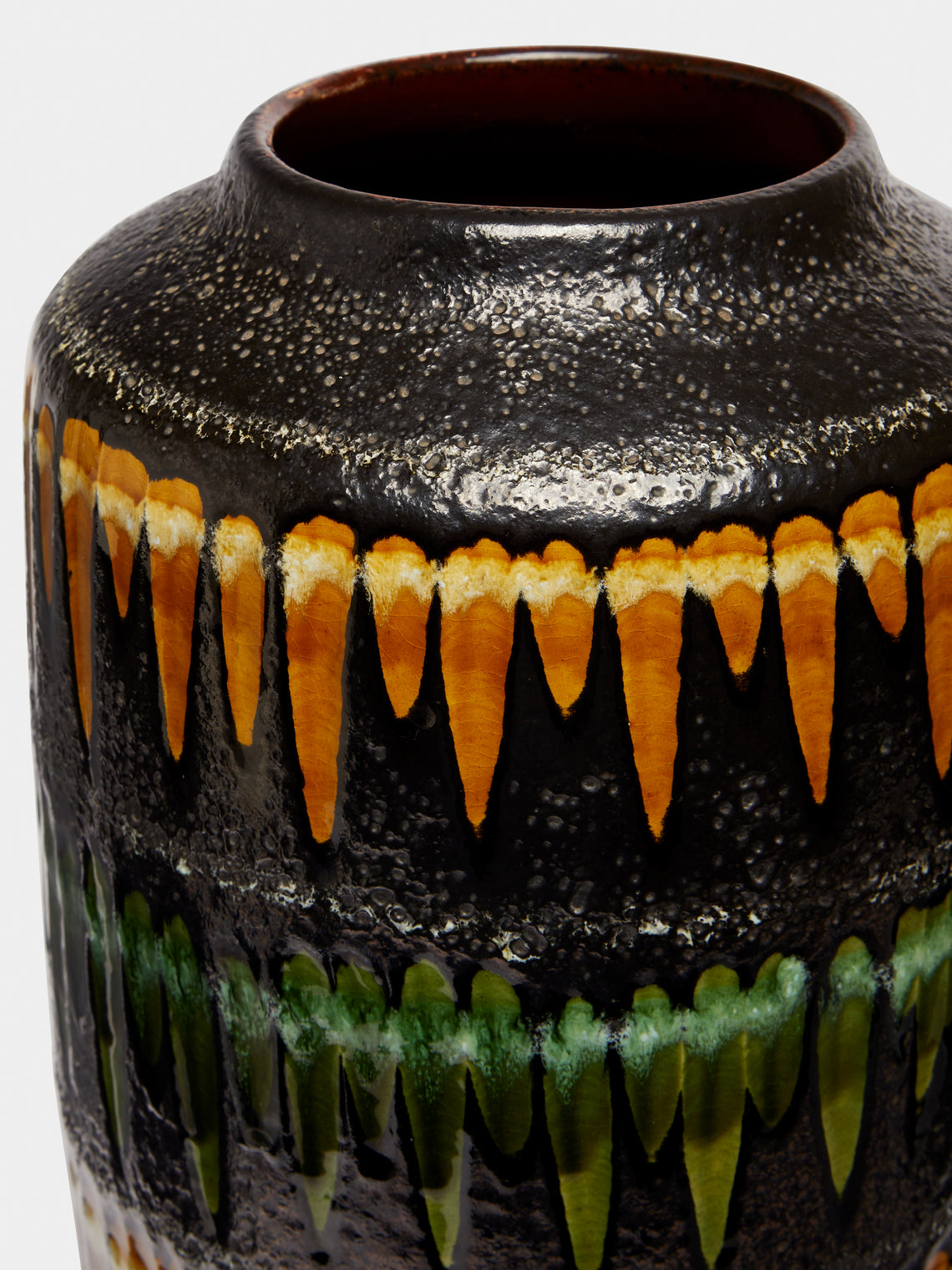 Antique and Vintage - 1950s-1970s Fat Lava Ceramic Vase - Black - ABASK