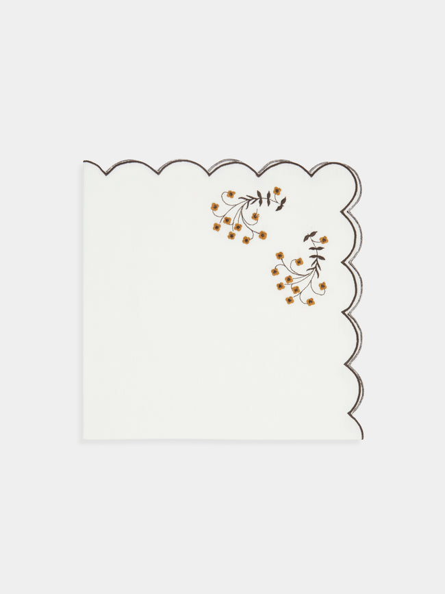 Los Encajeros - Spring Embroidered Linen Napkin (Set of 4) - White - ABASK - 